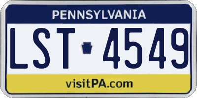 PA license plate LST4549