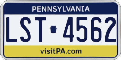 PA license plate LST4562