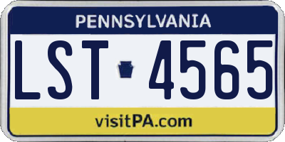 PA license plate LST4565