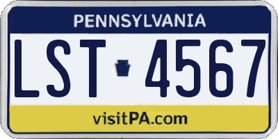 PA license plate LST4567
