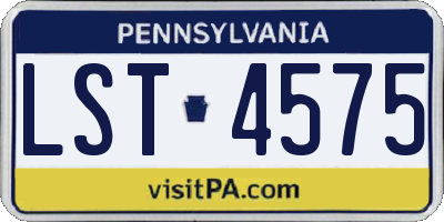 PA license plate LST4575