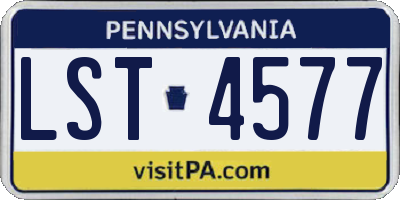 PA license plate LST4577