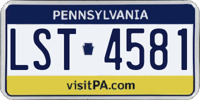 PA license plate LST4581
