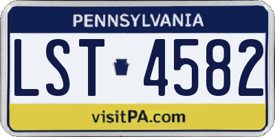 PA license plate LST4582