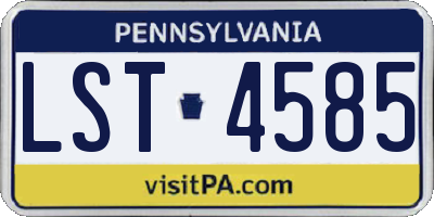 PA license plate LST4585