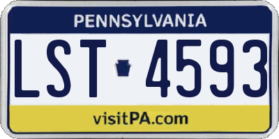 PA license plate LST4593