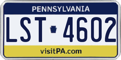 PA license plate LST4602