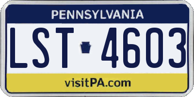 PA license plate LST4603