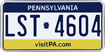 PA license plate LST4604