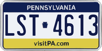 PA license plate LST4613