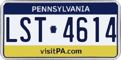 PA license plate LST4614