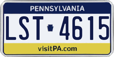PA license plate LST4615