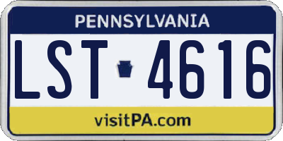 PA license plate LST4616