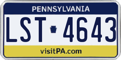 PA license plate LST4643