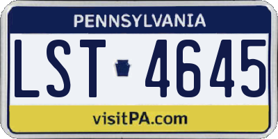 PA license plate LST4645