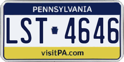 PA license plate LST4646