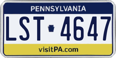 PA license plate LST4647