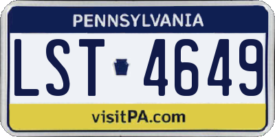 PA license plate LST4649