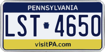 PA license plate LST4650