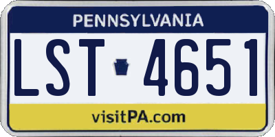 PA license plate LST4651