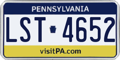 PA license plate LST4652