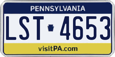 PA license plate LST4653