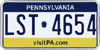 PA license plate LST4654