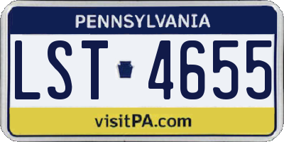 PA license plate LST4655