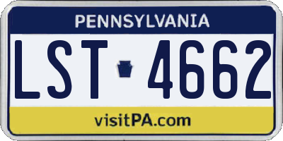 PA license plate LST4662