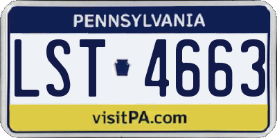 PA license plate LST4663