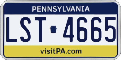 PA license plate LST4665
