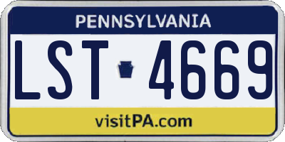 PA license plate LST4669