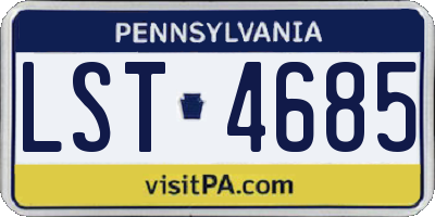 PA license plate LST4685