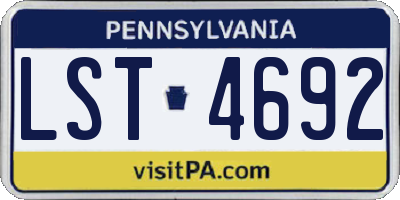PA license plate LST4692