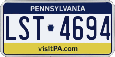 PA license plate LST4694