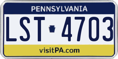 PA license plate LST4703