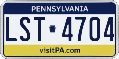 PA license plate LST4704