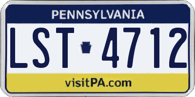 PA license plate LST4712
