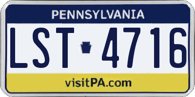 PA license plate LST4716