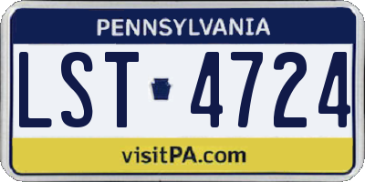 PA license plate LST4724