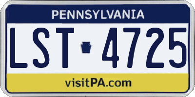 PA license plate LST4725