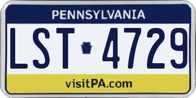 PA license plate LST4729