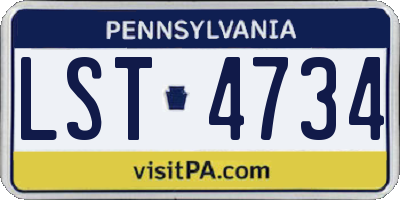 PA license plate LST4734