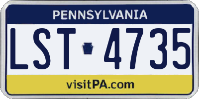 PA license plate LST4735