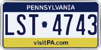 PA license plate LST4743