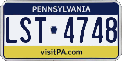 PA license plate LST4748