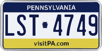 PA license plate LST4749