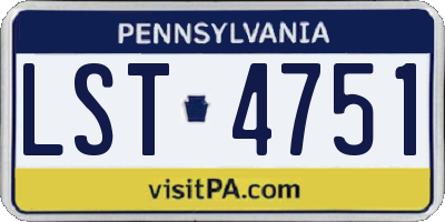PA license plate LST4751