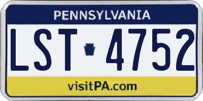 PA license plate LST4752