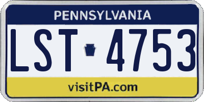 PA license plate LST4753